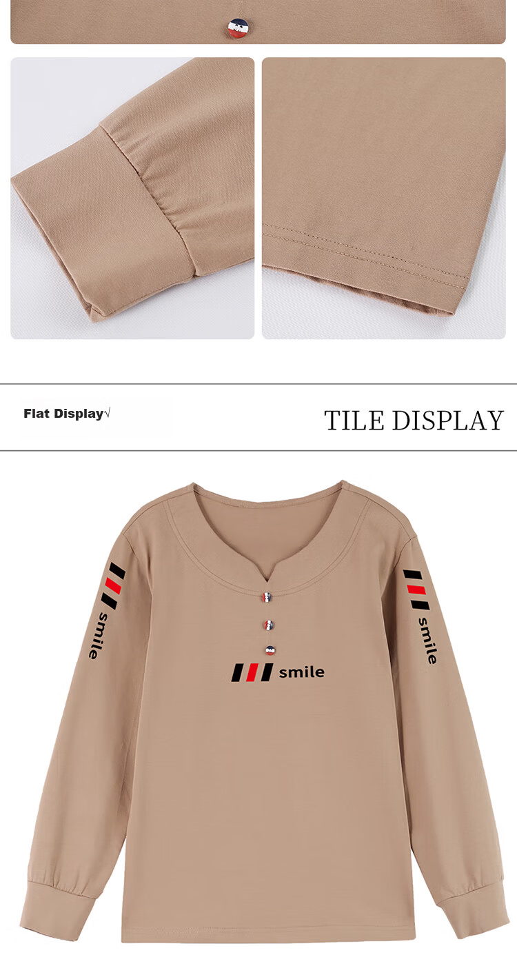 Woodpecker Pure Cotton Regular Shoulder Long Sleeve T-Shirt Women Autumn New Casual Plus Size Slim Fit Base Shirt Top Black 3XL 19