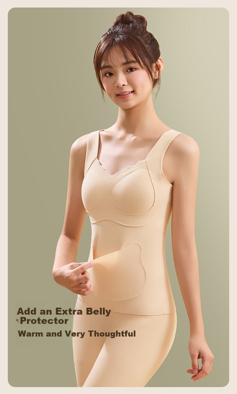 Tingmei Thermal Vest with Chest Pad for Adolescent Girls Wool and Silk Autumn Winter Blue L 13