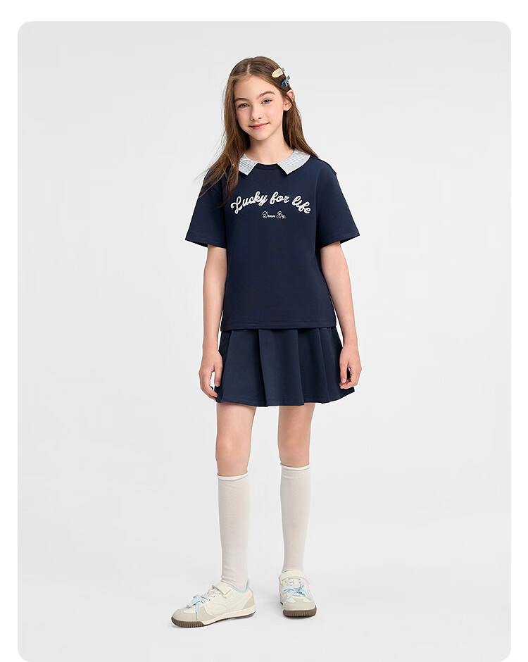 Balabala Kids Short Sleeve Set Big Kids Two-Piece 2026 New Summer Girls T-Shirt Pants Sports Trendy 21