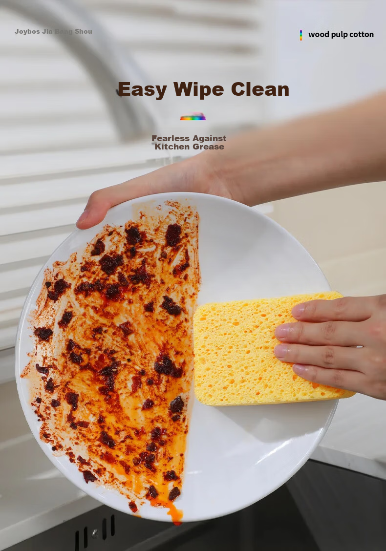 Jiabangshu Wood Pulp Dishwashing Sponges 6-Pack Kitchen Cleaning Cloths Oil-Absorbing Water-Absorbent Dishcloths 2025 New Model 5