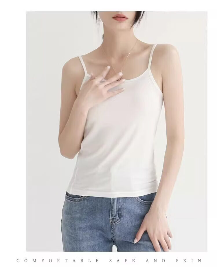Modal Women's Slim Fit Sleeveless Camisole Tank Top Thin Layering Shirt Spring Summer M 19