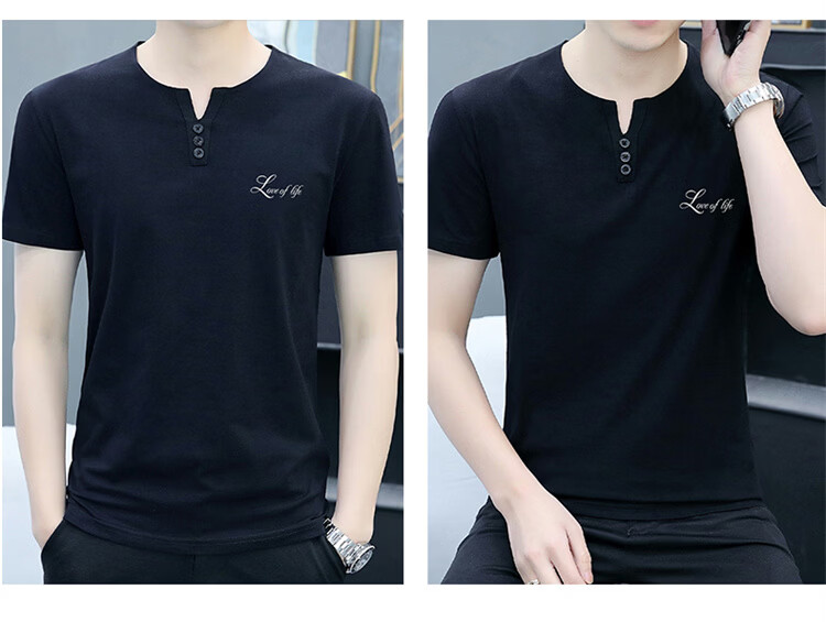 Pierre Cardin Men's Short Sleeve T-Shirt Summer Trendy Slim Fit V-Neck Lightweight Breathable Top Carbon Gray M 8