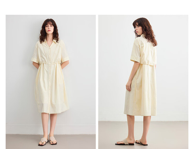 Demana Quick-Dry Sun Protection Series Summer Lightweight Outdoor V-Neck Short Sleeve Loose Casual Mid-Length Dress for Women 11