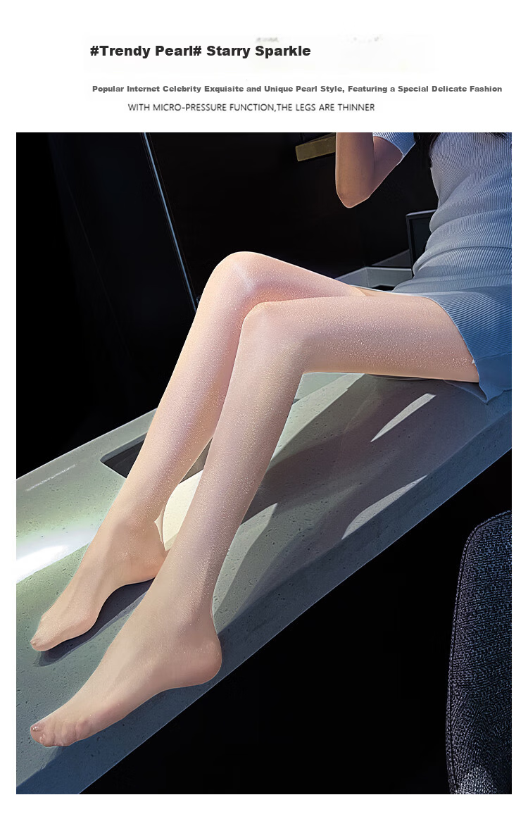 LangSha Pearl Sheer Ultra-Thin Sexy Black Stockings Lingerie Pure Desire Slightly Shiny Nude Pantyhose Black 3-Pack 5