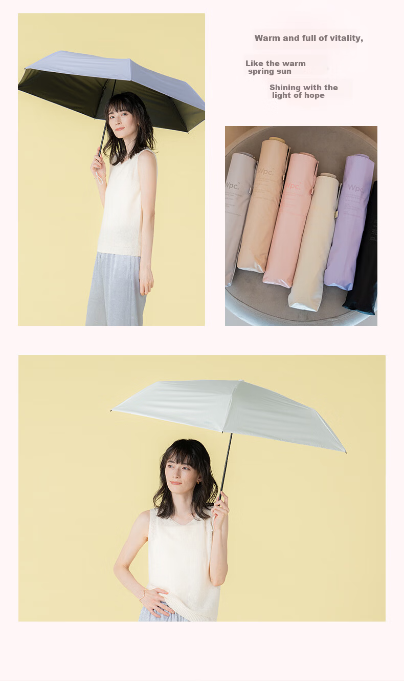 Wpc. UV Protection Folding Sun Umbrella Japanese Anti-UV Lightweight Portable Black Coating Sunscreen Umbrella Rain and Sun Dual Use 6