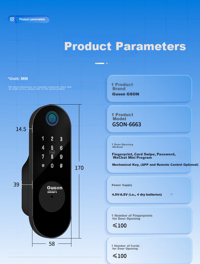 GS GSON Vintage Door Smart Lock Bull Head Lock Anti-theft Door Fingerprint Lock Rental House Rural Large Iron Door Access Control Integrated Password Lock 12