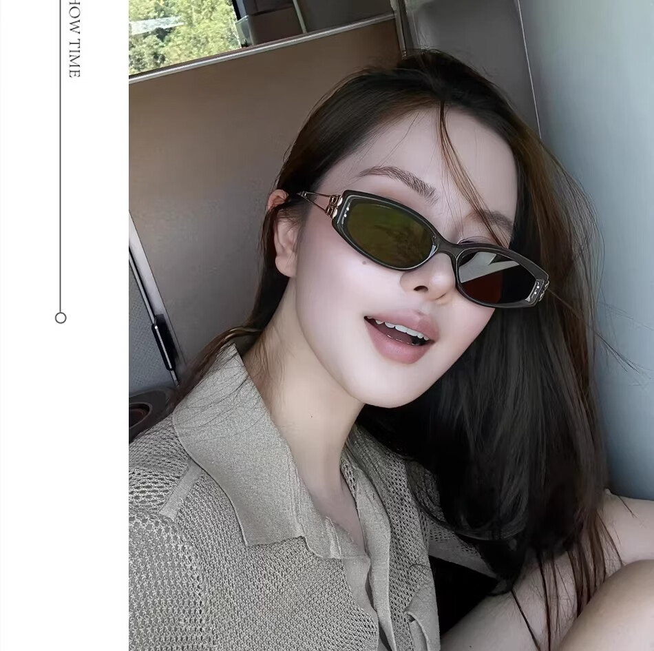 Boshide Polarized Vintage Cat Eye Sunglasses High-End Slimming Square Round Face Black Frame Gold Temples 10