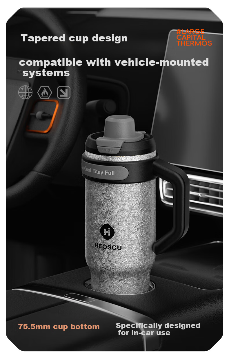 HEOSCU Large Capacity Straw Insulated 316 Stainless Steel Thermos Car Ice Mug Titanium Coated Inner Liner Giant Tea Cup 11