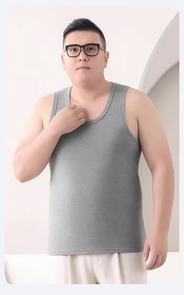 Langsha 2-Pack Pure Cotton Men's Sleeveless Vests, Lightweight Loose Fit, Plus Size Summer Undershirts 15