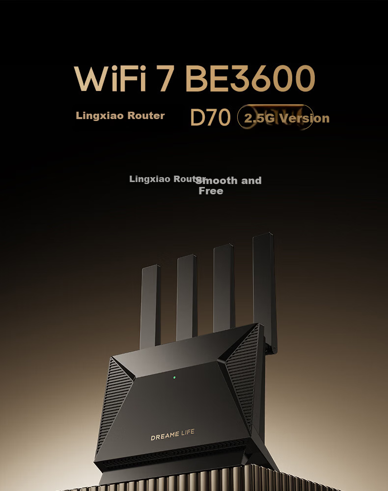 DREAME LIFE New Release High-Speed Gigabit 5G Dual-Band Wall-Penetrating Signal Boost Whole-Home Wireless Router WIFI7 1