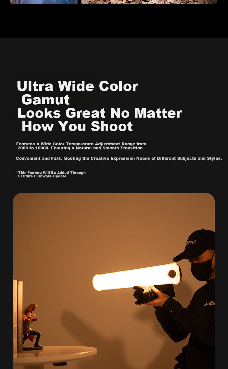 AMBITFUL ZhiJie GCA30C Air Column Light Dual Color Temperature RGB Video Photography Fill Light Live Streaming Wedding Camping Portable Soft Light Outdoor Live Streaming Light 16