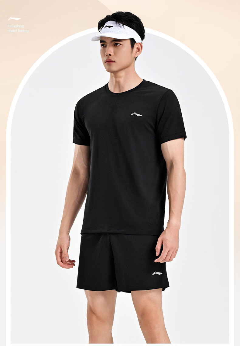 LI-NING Badminton Short Sleeve Set Unisex Two-Piece Competition Training Sportswear Team Uniform Standard White XL 2