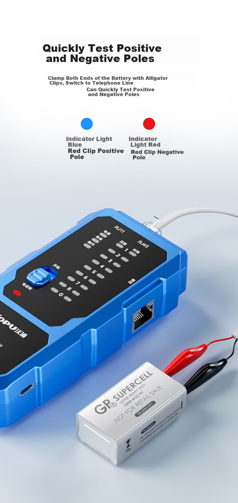 WOPU Network Cable Tester Line Tracker Telephone Switch Network Wire Detector Anti-Interference 100V Voltage Resistant Line Finder Precision Cable Tracer Network Accessory G810 5