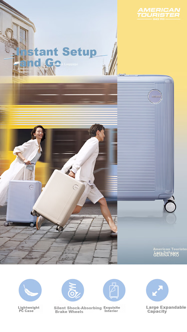 AMERICAN TOURISTER Luggage, 20-Inch Expandable Suitcase with Handle, PC Material Password Lock, Compact Travel Case, UA4 Oatmeal White 1