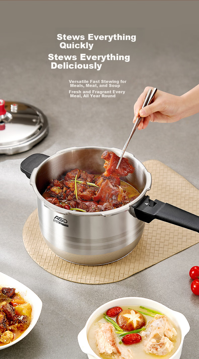 ASD Pressure Cooker 100KPa Household Pressure Cooker 304 Stainless Steel Explosion-Proof 4L Induction Cooker Compatible YS20A9WG 10