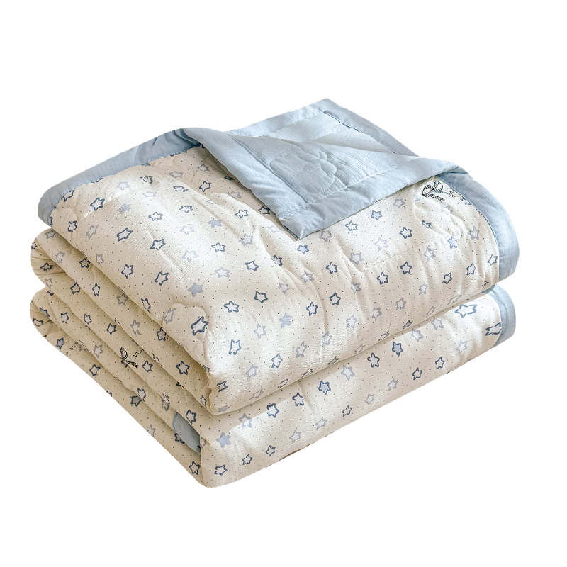 Hongdou Class A Cotton Summer Quilt Air Conditioning Quilt Core Single Dormitory Summer Cooling Quilt Machine Washable Thin Quilt 1.5*2m Star Pattern
