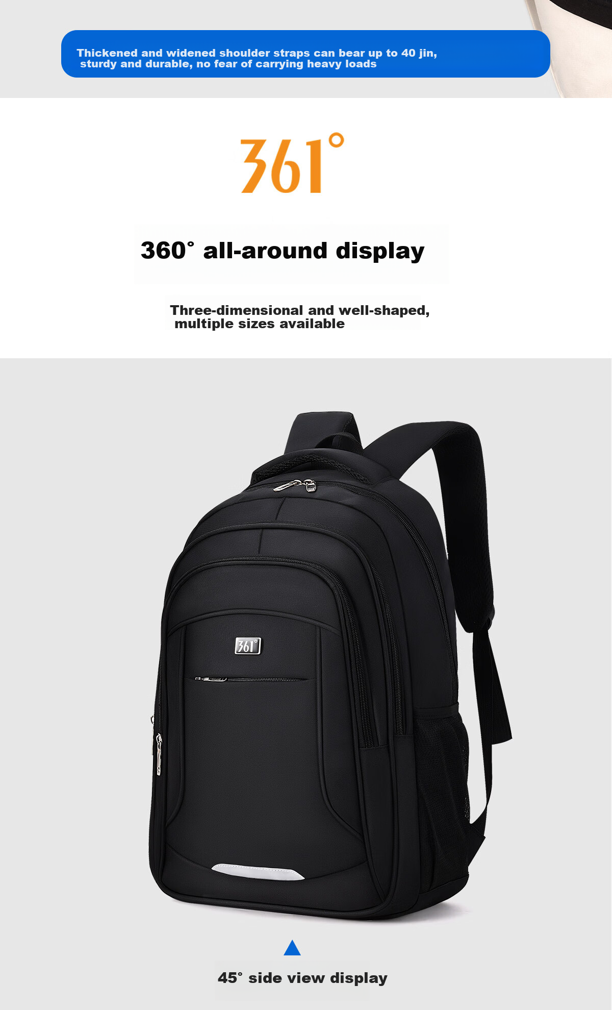 361° Men's Large Capacity Backpack Junior High High School Bookbag 2025 New Business Commuter Laptop Travel Bag 11