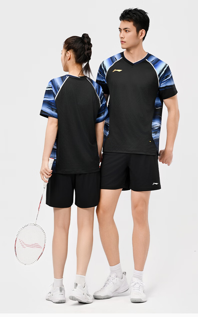 LI-NING Badminton Shirt Unisex 2026 International Star Tournament Short Sports T-Shirt Black S 4