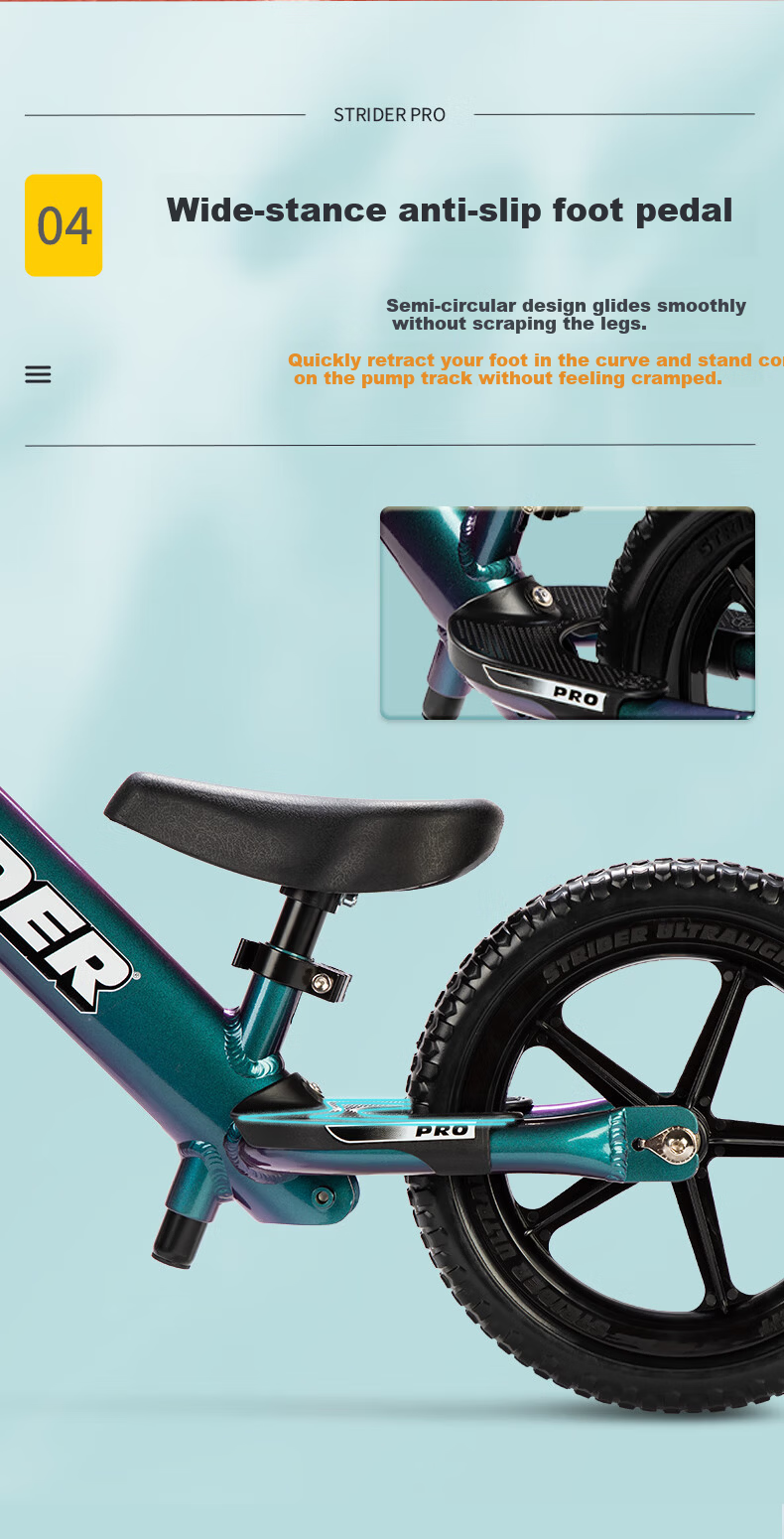 STRIDER Kids Balance Bike for Ages 1-5, 12-Inch Pro Racing Bicycle, Black 10