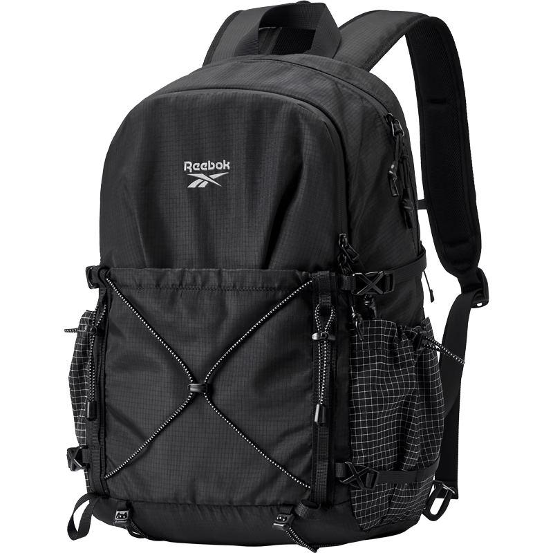 Reebok Lightweight Sports Hiking Backpack Men 2026 New Large Capacity Outdoor Shoulder Bag Women Meteorite Black