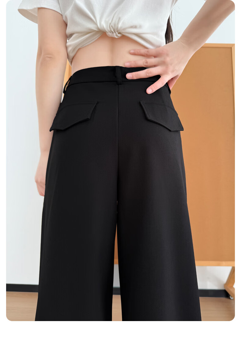 Langsha High-Waist Single-Button Draped Straight-Leg Wide-Leg Pants for Women Spring Summer Slim Fit Casual Trousers 21