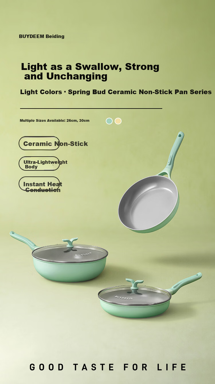 Buydeem Spring Bud Non-Stick Frying Pan 26cm Light Yellow for Induction and Gas Cooktops 2