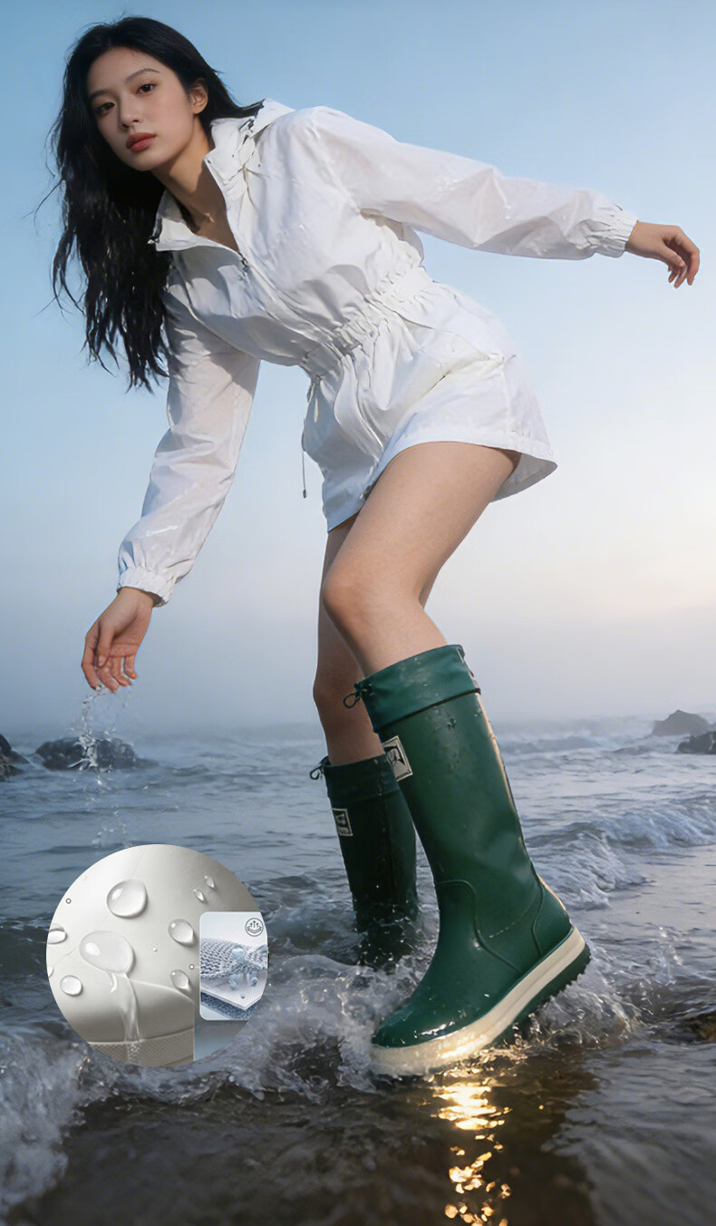 Lanoudun Rain Boots for Men And Women, Tall Waterproof Shoes, Outdoor Non-Slip Rubber Shoes, Wear-Resistant Soft-Soled Rain Boots YX1015 Size 43 3