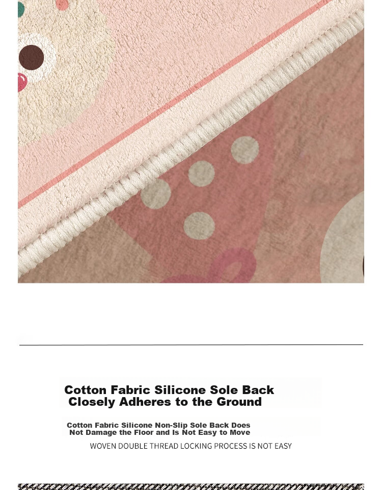 Cartoon Faux Cashmere Floor Mat Bedside Rug Bedroom Bay Window Mat Children's Bed Winter Kids Room Dirt-Resistant Non-Slip Thickened 6