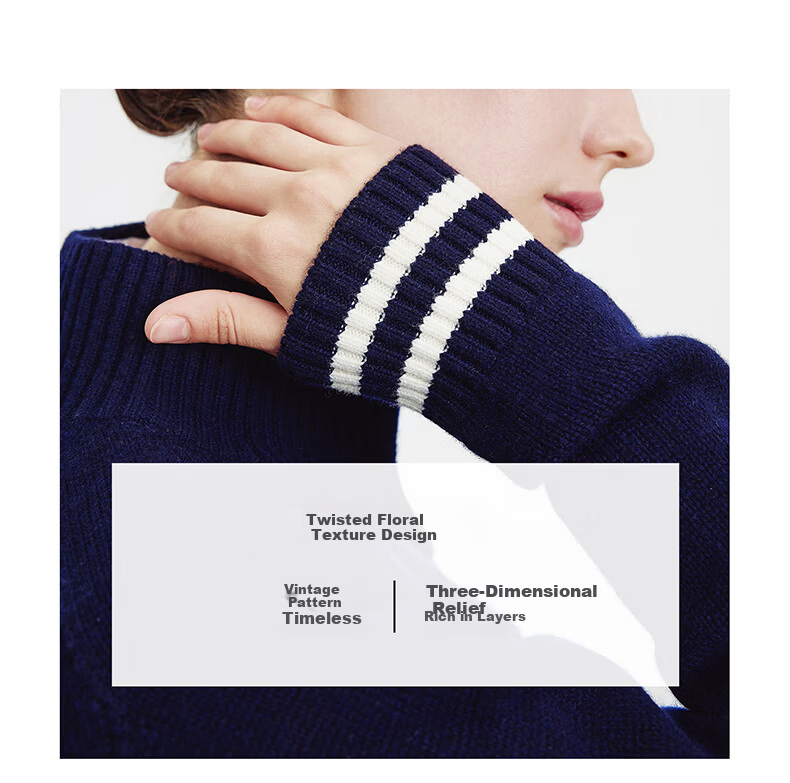 Navikail Italian Small Sailboat Women's Full Wool Commuter Sweater Half-Open Collar Knitwear 2334044501 White L 7