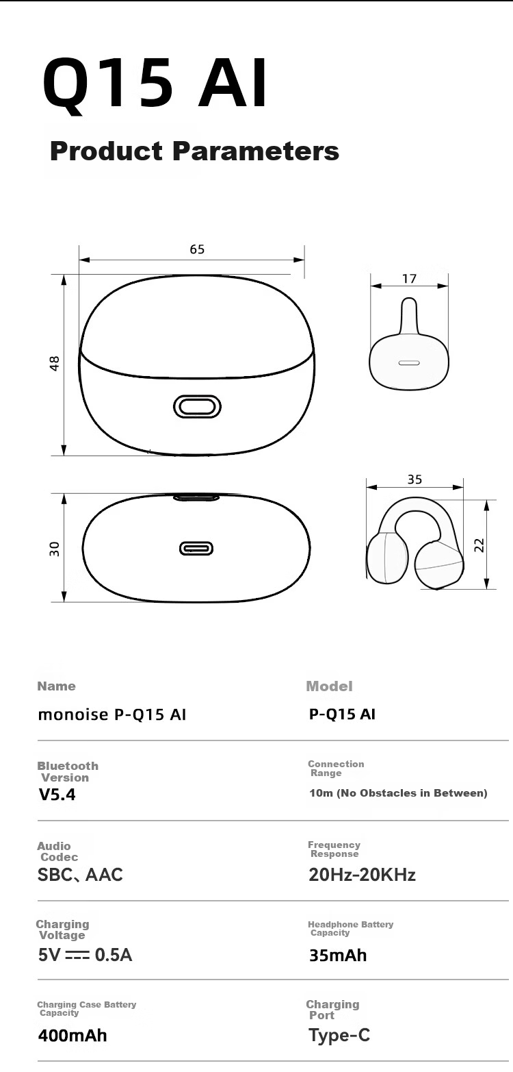 MONOISE 500W Hot Sale | Ultimate Acoustics Bluetooth Clip-On AI Wireless Ear-Hanging Earphones 2026 Sports Running Music Non-In-Ear Real-Time Translation Noise Cancelling 28