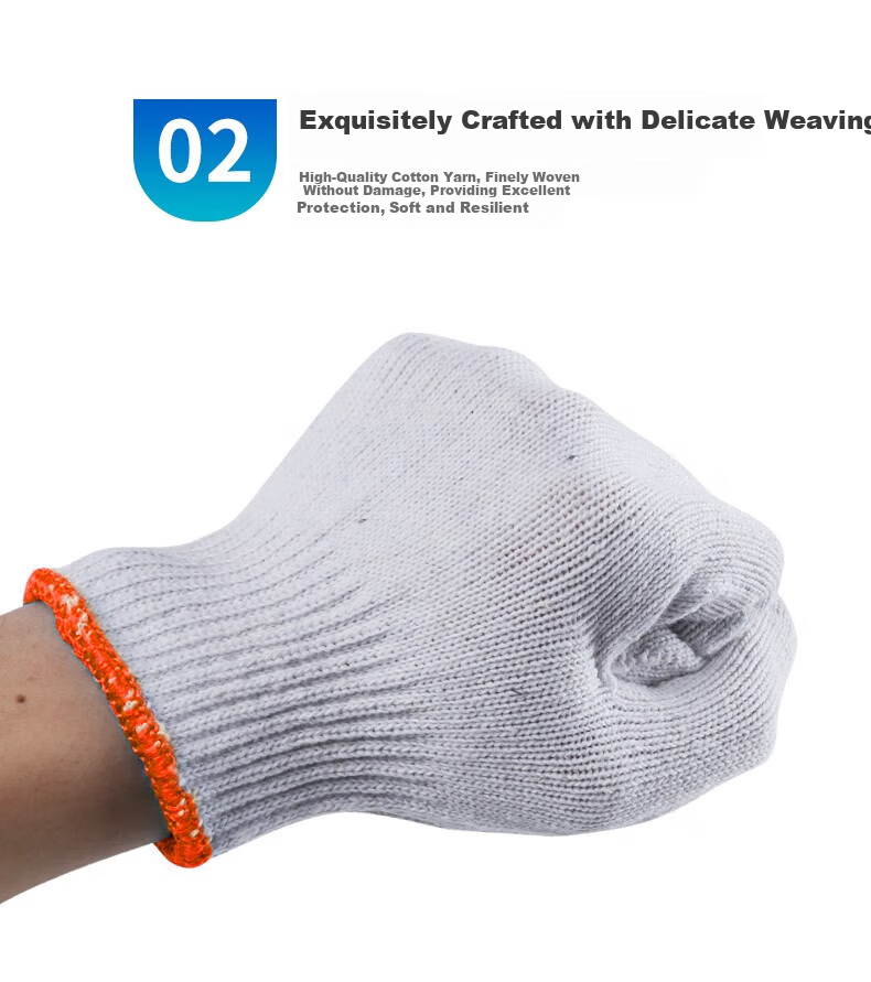 Qianjiadi Work Gloves Durable Thickened White Cotton Yarn Labor Gloves Orange Edge Anti-Slip Cotton Gloves 12 Pairs Bestseller 8