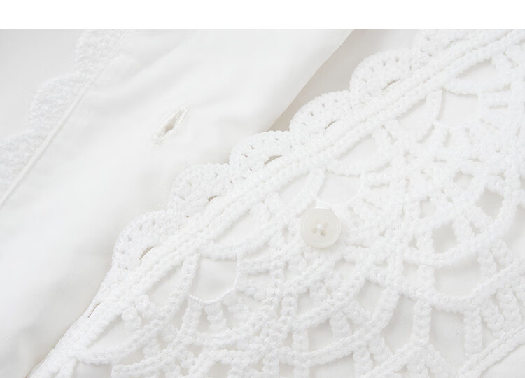 Demana Pure Cotton Breathable Poetic Summer Artistic Fresh Lace Spliced V-Neck Short Sleeve Shirt for Women 15