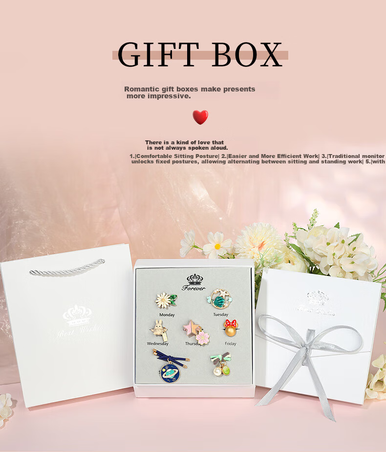 Dijing Weekly Hair Tie Hair Accessory Elastic Band Practical Wife Hair Ornament Gift Box Children's Birthday Present for Girls 9