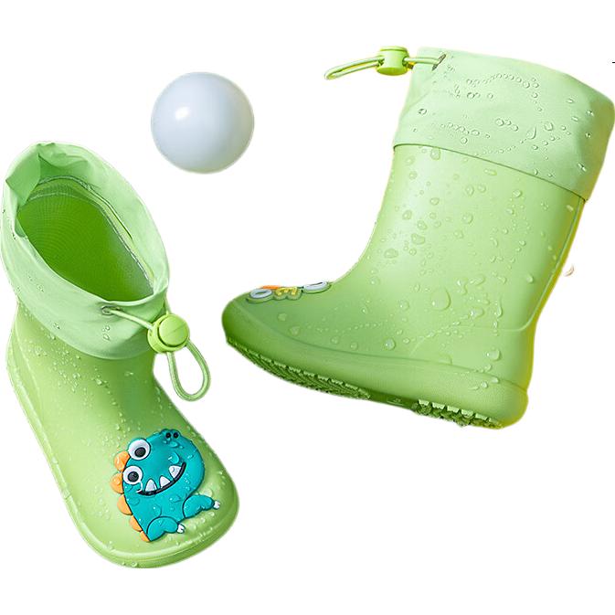 Zhubaba Children's Rain Boots Boys Non-Slip Waterproof Rain Shoes Girls Kindergarten School Water Shoes Green Size 15