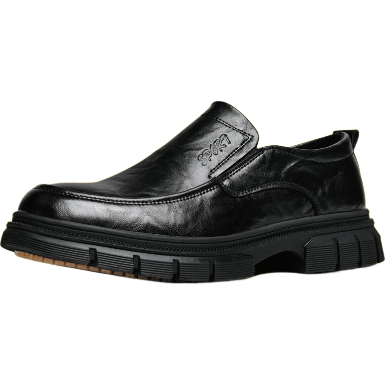 Chudun Chef Shoes Hotel Kitchen Work Shoes Oil-Resistant Casual Men's Black Leather Restaurant Non-Slip Shoes Size 42