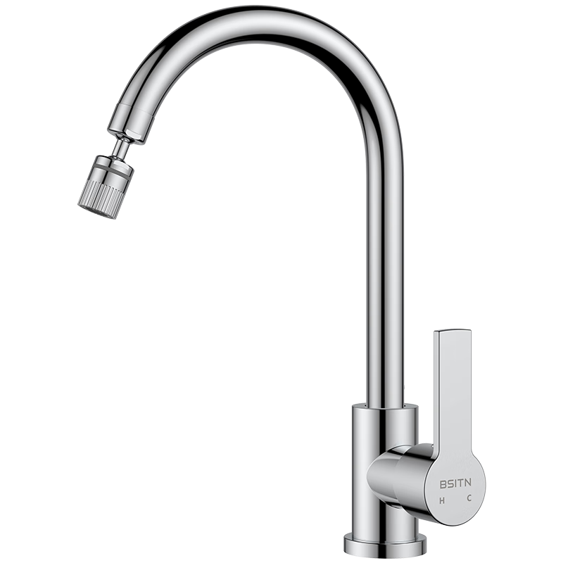 BSITN Kitchen Faucet, Swivel Stainless Steel Hot And Cold Water Tap, Two-Speed, for Sink And Vegetable Basin, B6019
