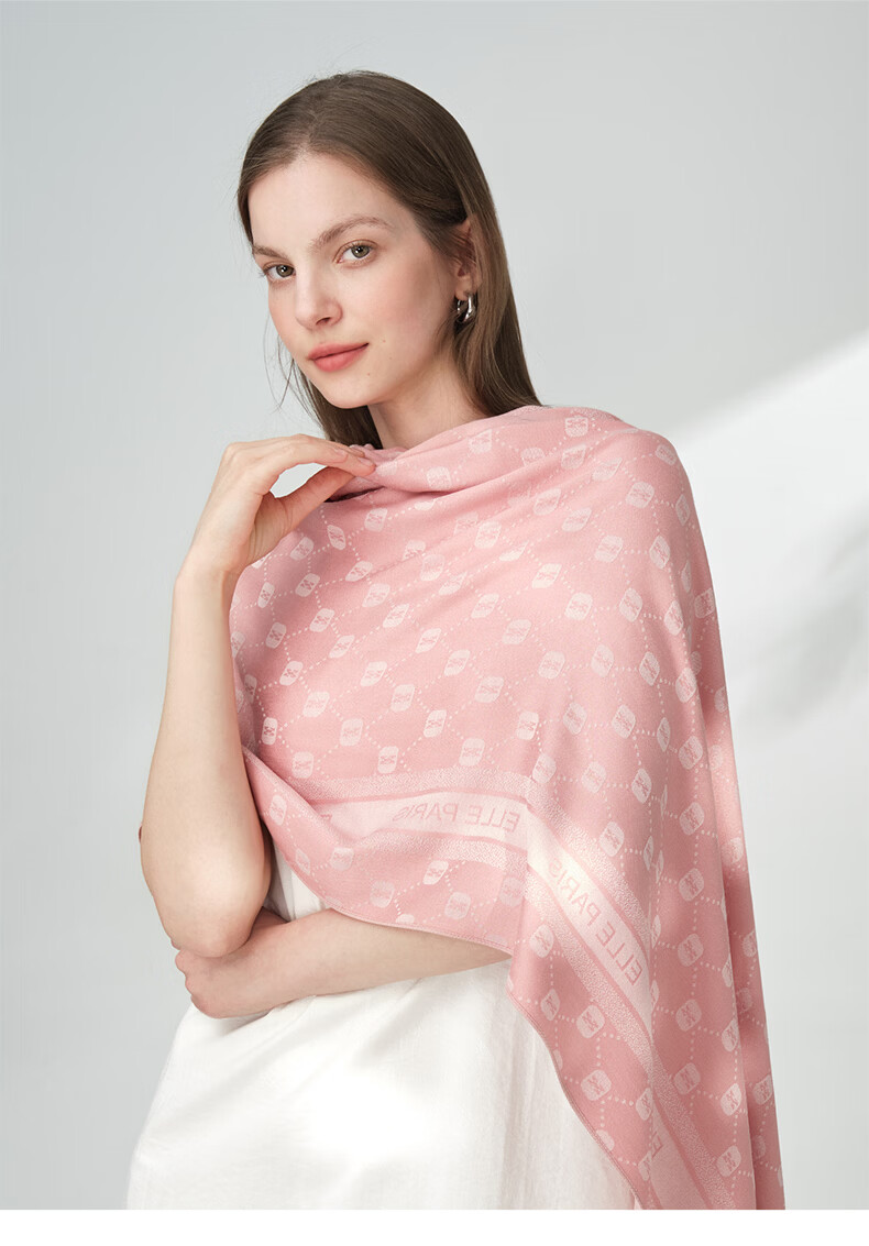 ELLE Women's Summer Office Air-Conditioned Room Warmth Shawl with Mulberry Silk Large Size Gift Box Scarf 11