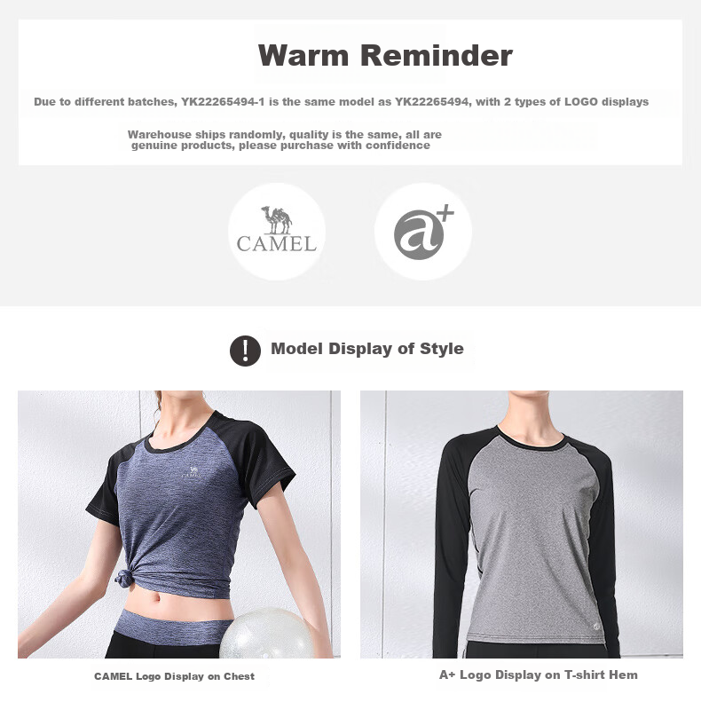 CAMEL Yoga Outfit for Women, Long-Sleeve Autumn And Winter Sportswear, Morning Running Clothes YK22255493, Sky Blue/navy Blue 2
