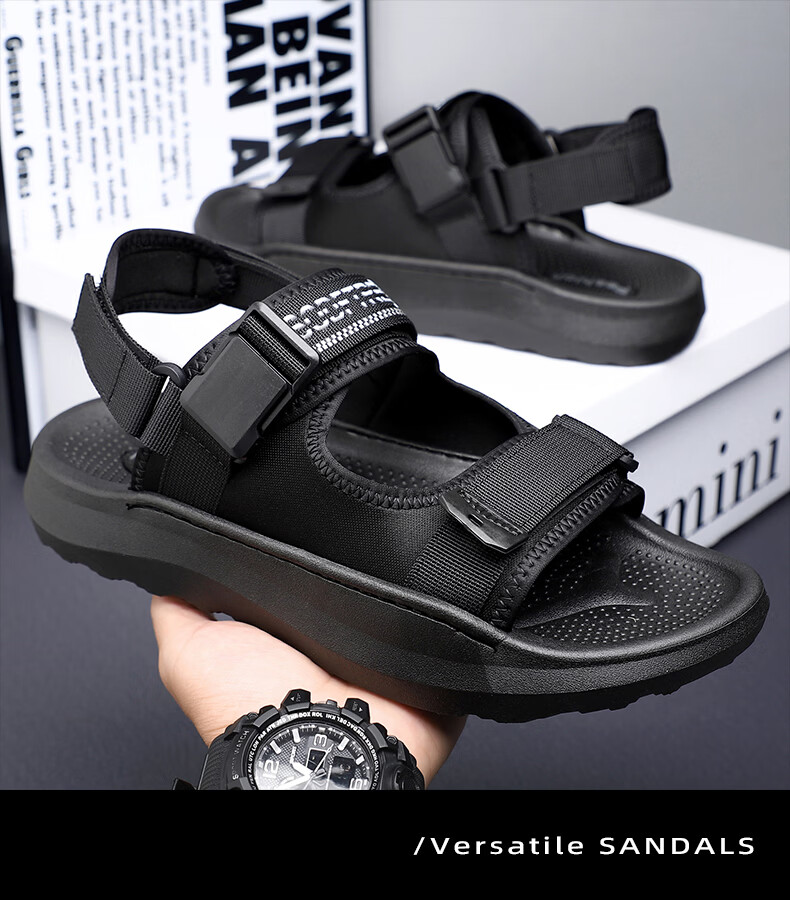 MEXICAN Spring Summer New Men's Sandals Beach Shoes Slippers Breathable Black Size 39 20