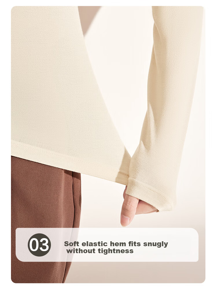 Hongdou 7A Antibacterial Deodorant Mite-Resistant Autumn Solid Color Versatile High Neck Women's Base Layer Shirt 10
