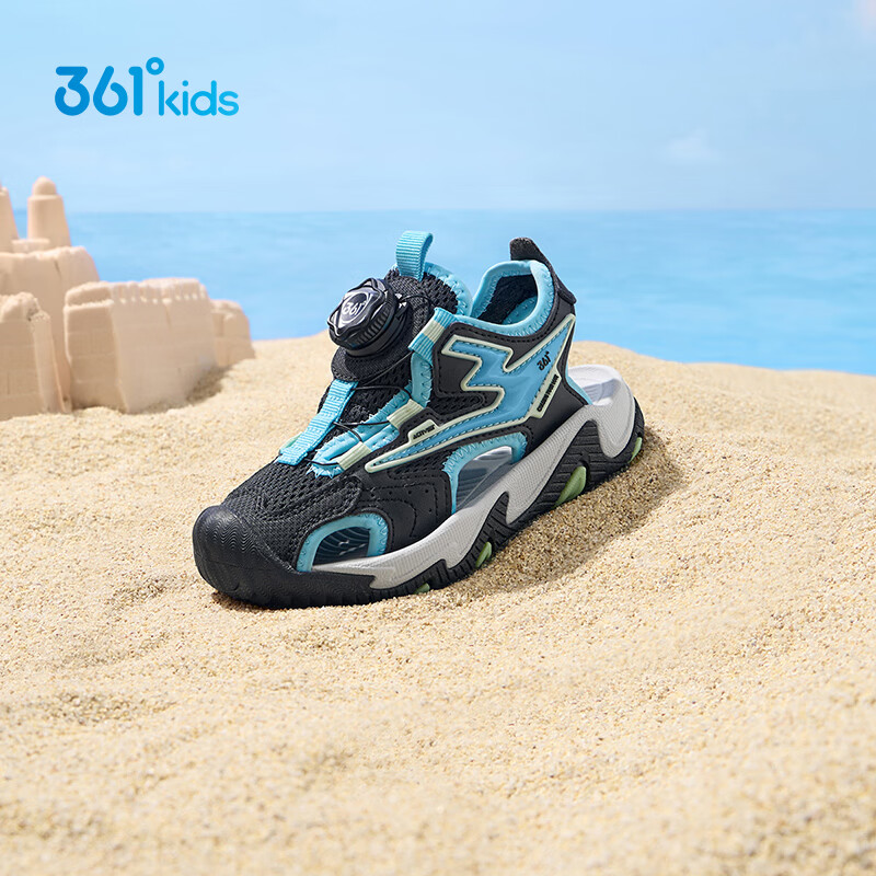 361° Kids Sports Shoes Summer 26 Breathable Closed-Toe Durable Beach Sandals for Boys and Girls Black Size 28
