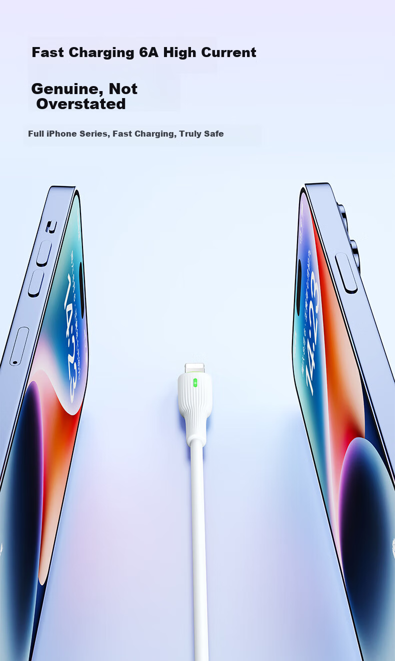 Oumake Apple Compatible PD35W Original Lightning Fast Charging Cable for iPhone 13/14/11/12 Pro Max, Genuine iPad Data Cable 4
