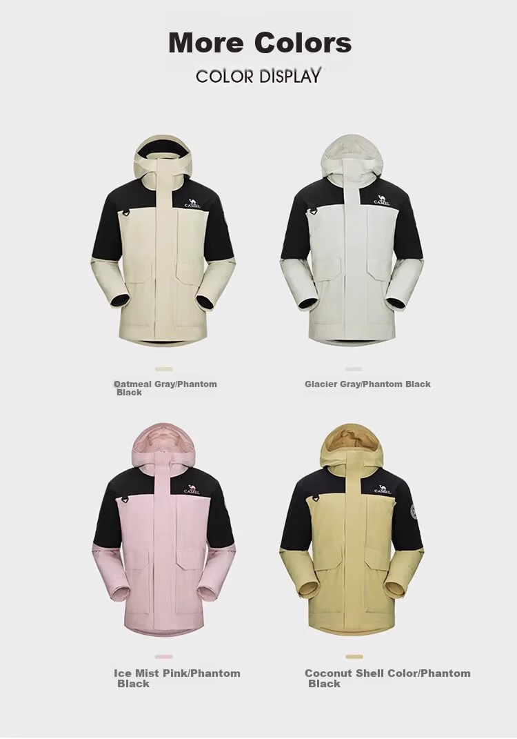 CAMEL 3-in-1 Autumn Winter Waterproof Thermal Down Jacket 18009 Ice Mist Pink/Phantom Black Unisex XL 9