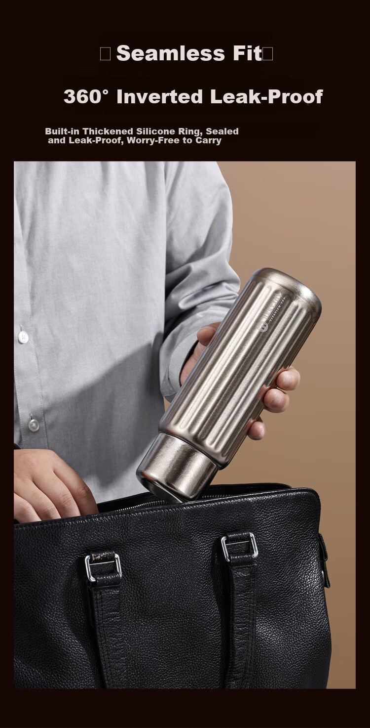 FUGURNG BESTJOY Pure Titanium Coffee Mug Insulated Cup High-Quality Portable Outdoor Water Bottle Titanium Color 560ml Gift Box Set 18