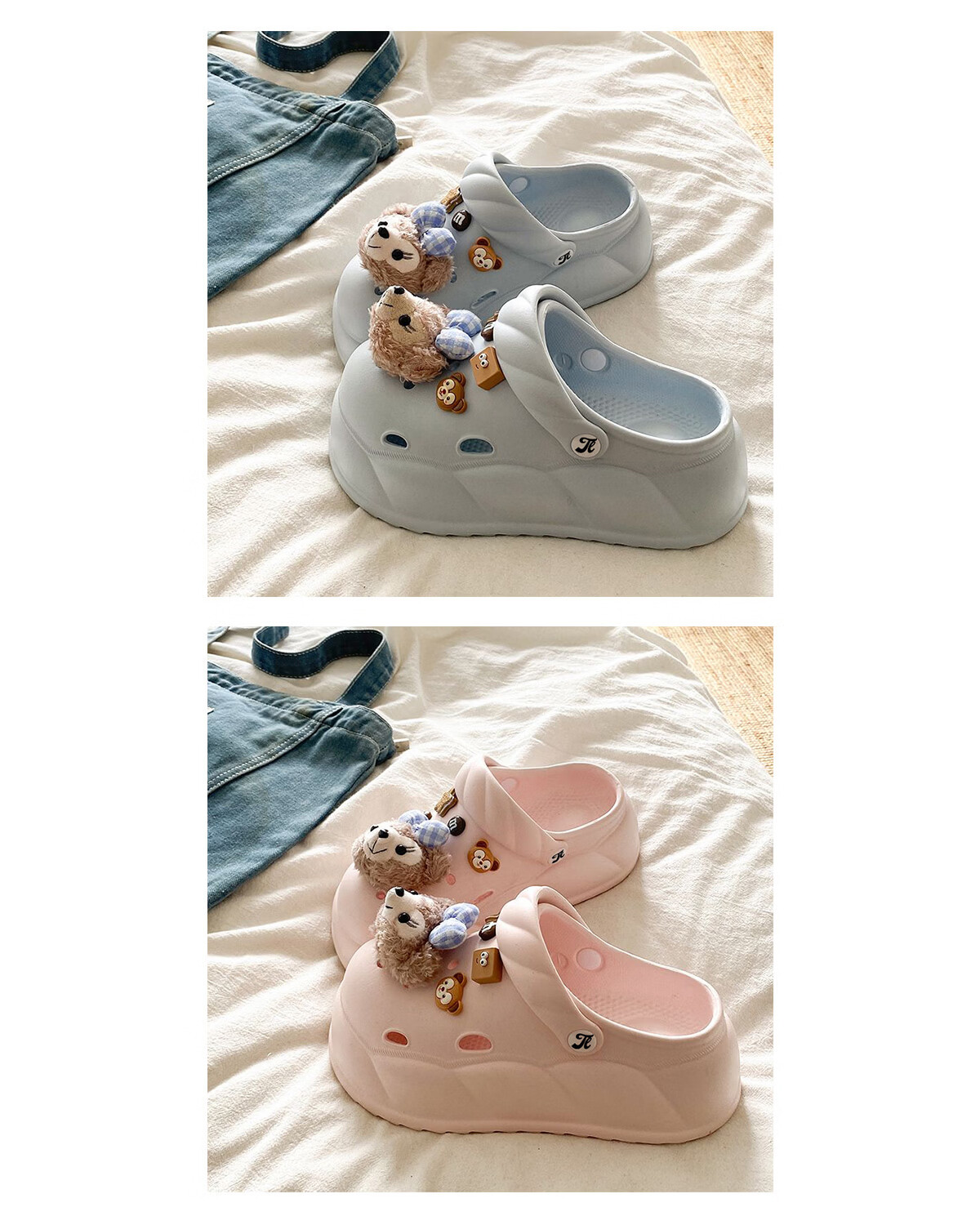 TonLion Women's Sandals 2026 Summer Breathable Hole Shoes Thick Sole Height Increasing Casual Beach Shoes Fashion Blue Size 40/41 9