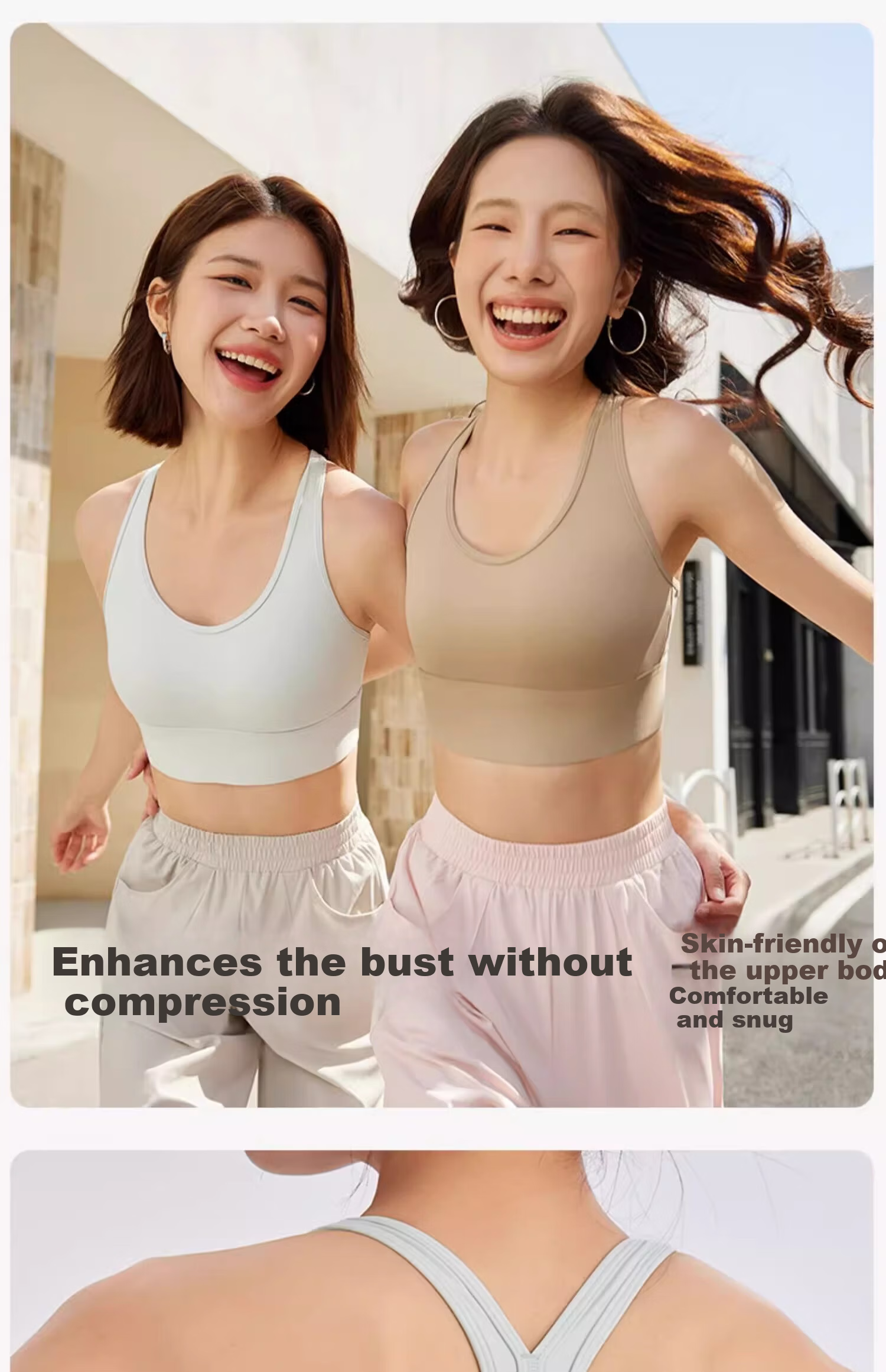 NEVER ME Sports Bra, Shock-Absorbing, High-Impact Fitness Training Yoga Sports Vest with Chest Pads, Beautiful Back Design, Side Support, White 7