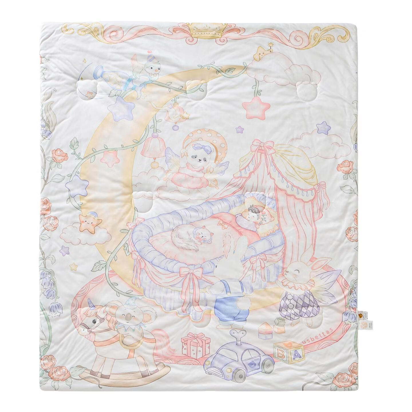Beitaisi Children's Summer Cooling Quilt, Baby Fetal Fat Skin Blanket, Summer Infant Kindergarten Air Conditioning Quilt, Star And Moon Pattern, 120×100cm
