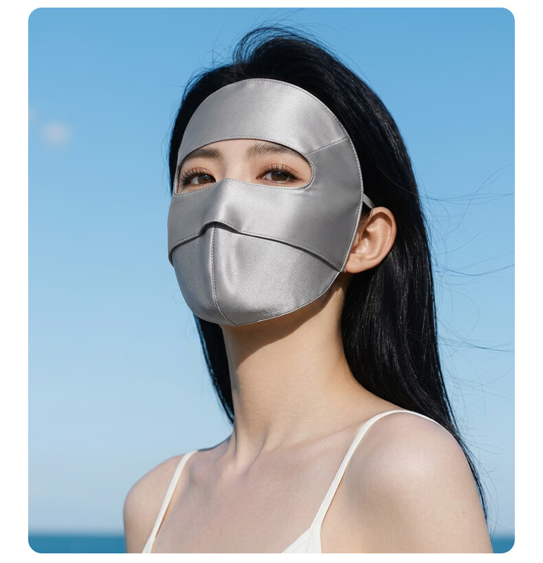 FitonTon Summer Sunscreen Face Mask 100% Mulberry Silk UV Protection Cycling Sunshade Face Cover for Women 16