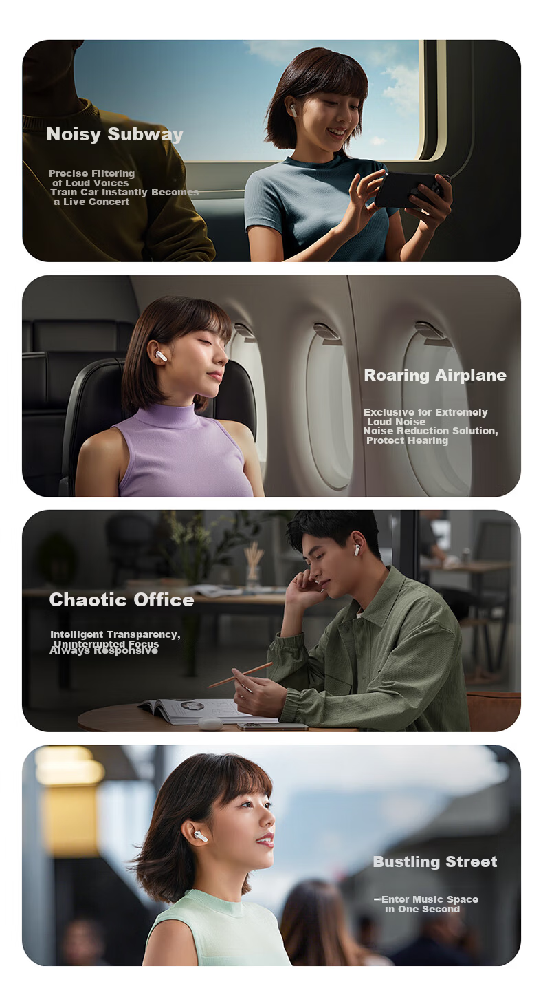 BASEUS BS1NC Semi-In-Ear Active Noise Cancelling AI Bluetooth Earphones Wireless 40H Long Battery Life Comfortable Earbuds for Apple Huawei Vivo Phones Gift 8