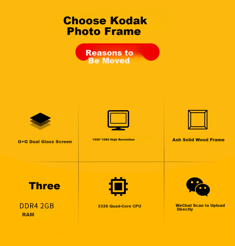 KODAK 141 Digital Photo Frame 14.1-inch HD Touchscreen Photo and Video Player Natural Wood Color 2